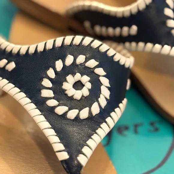 Jack Rogers Black and White Thong Sandals - Picture 2 of 9